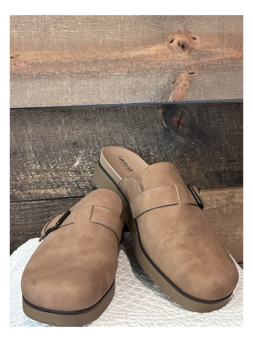 Life Stride Gillian Women’s Slip-On Mule Clogs in Tan Taupe BNWOT